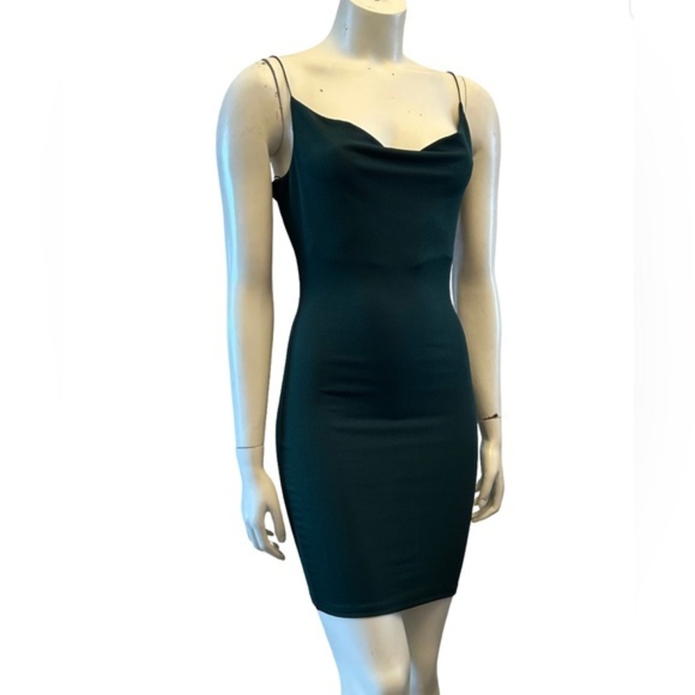 Revamped Elegant Dark Emerald Green Mini Dress